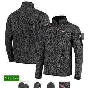 Antigua Heather Black Patriots Fortune Quarter-Zip Pullover- Brand new tags sz M